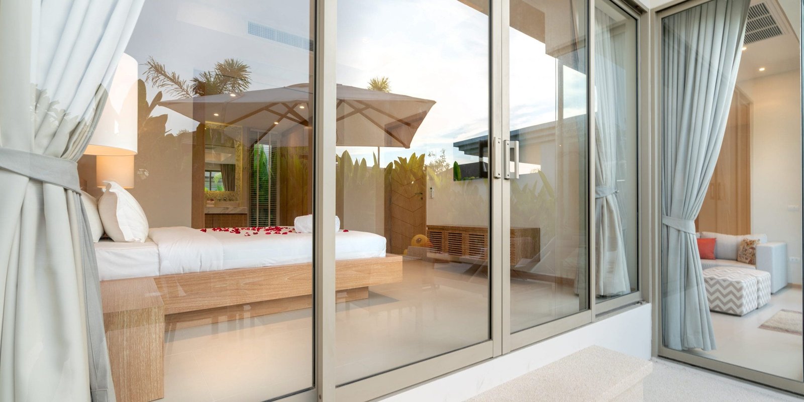 real Luxury Interior design in bedroom with light and bright space in the house or home